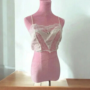 Vintage coquette  lace nylon top Marie Antoinette cottagecore 36 Fairycore